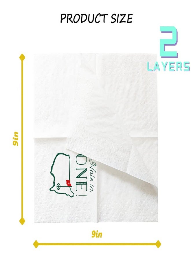 Geloar Golf Cocktail Napkins, 100 Pack Hole in One First Birthday Golf Themed Paper Disposable Cocktail Beverage Napkins for Baby 1st Hole In One Birthday Decorations 2-Ply, 5x5 Inches (Hole in One) - Image 3